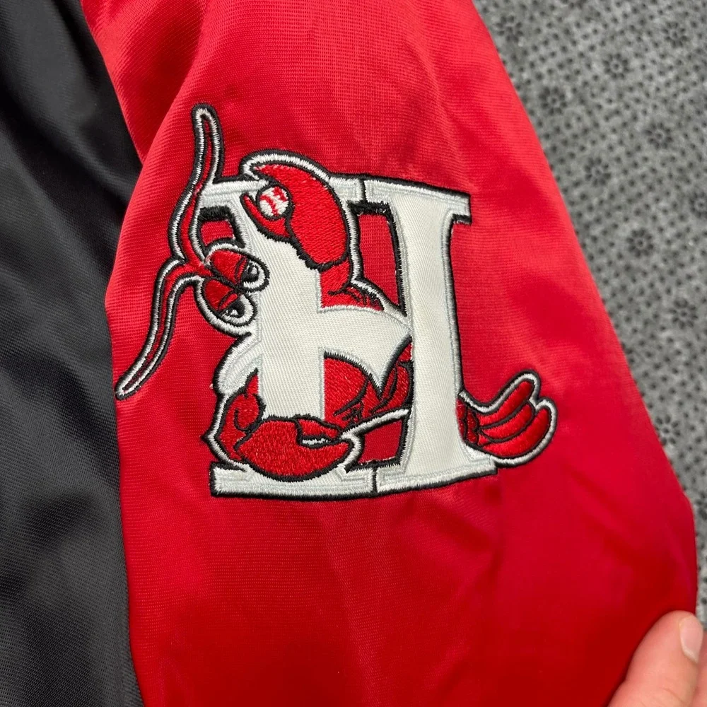 Vintage Deadstock Starter Hickory Crawdads MiLB Satin Varsity Jacket Red Mens S